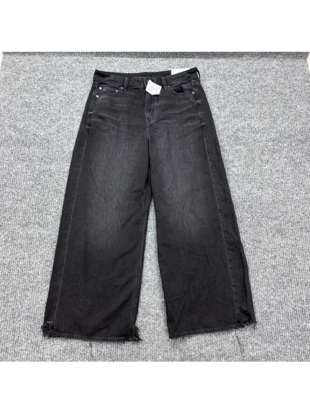 American Eagle Super High Rise Baggy Wide Leg Ankle Black Jeans Women sz 10R NEW